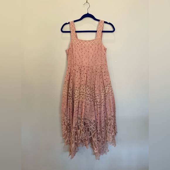 Maeve Pink Azia Lace Anthropologie Midi Dress - Picture 7 of 9